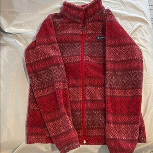 Columbia Burgundy and Pink Patterned Fleece Jacket